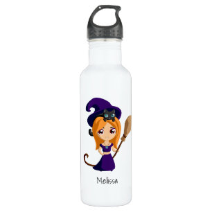 Cute Witch in Purple Hat Halloween 710 Ml Water Bottle