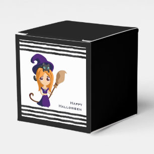 Cute Witch in Purple Hat Halloween Favour Box