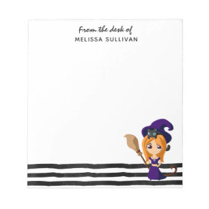 Cute Witch in Purple Hat Halloween Notepad