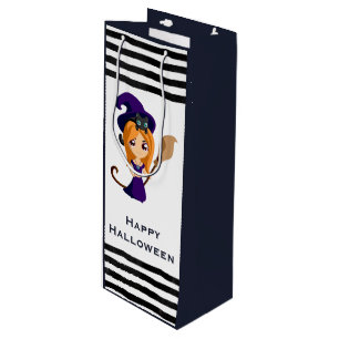 Cute Witch in Purple Hat Halloween Wine Gift Bag