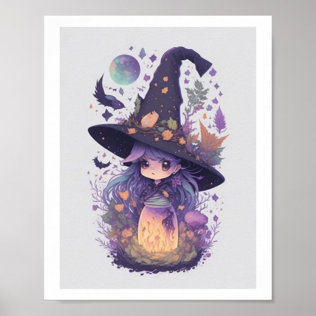 Cute Witch in Purple  Poster (Front)