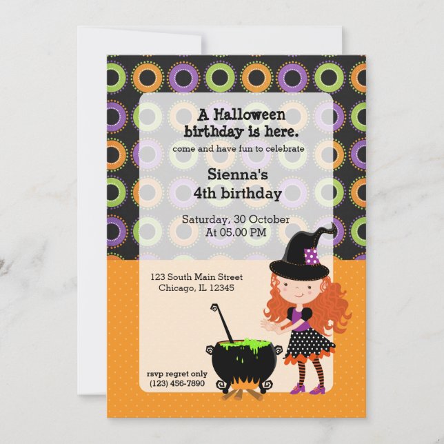 Cute witch invitation (Front)