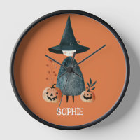 Cute Witch& Jack-o-Lanterns Burnt Orange Nursery
