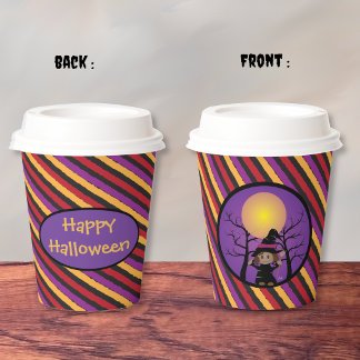Cute witch kid Halloween party paper cup