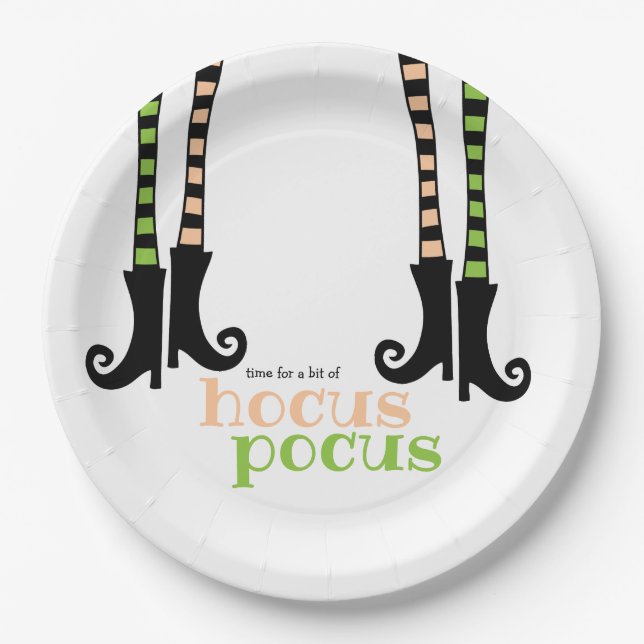 Cute Witch Leggings Boots Hocus Pocus Halloween Paper Plate (Front)