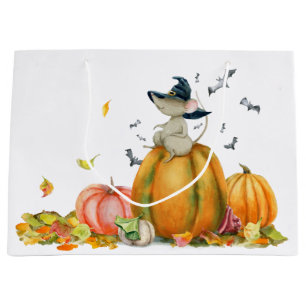 Cute Witch Mouse Watercolor Large Gift Bag