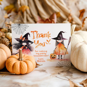 Cute Witch party Halloween birthday thank you Card