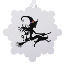 Cute Witch riding a broom Silhouette