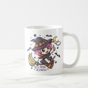 Cute Witch Riding A Broomstick Coffee Mug