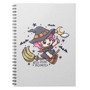 Cute Witch Riding A Broomstick Notebook
