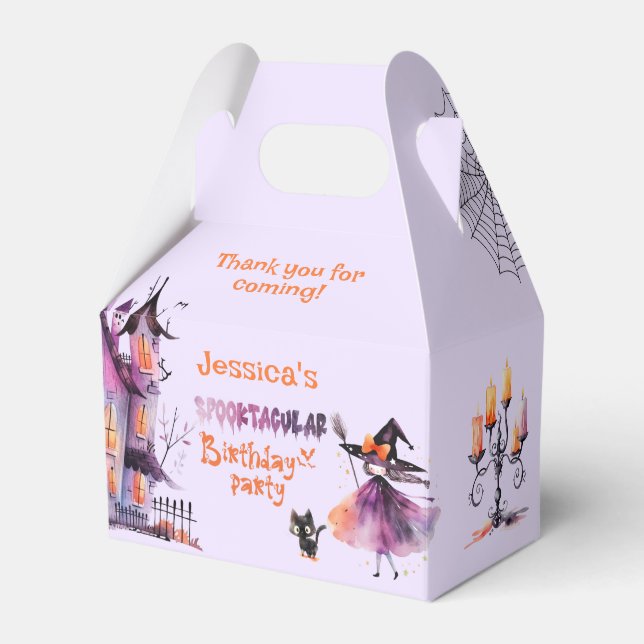 Cute witch Spooktacular Birthday Halloween party Favour Box (Front Side)