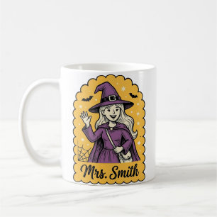 Cute Witch Teacher Mrs Smith Vintage Halloween Des Coffee Mug