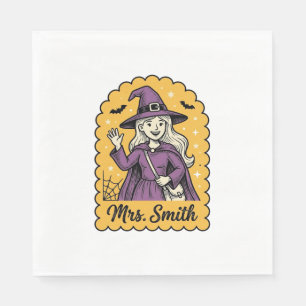 Cute Witch Teacher Mrs Smith Vintage Halloween Des Napkin