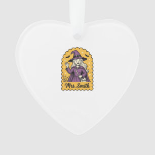 Cute Witch Teacher Mrs Smith Vintage Halloween Des Ornament