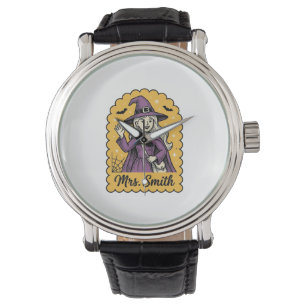 Cute Witch Teacher Mrs Smith Vintage Halloween Des Watch