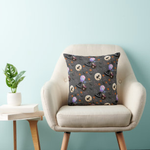 Cute Witch Themed Dark Grey Halloween Cushion
