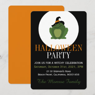 Cute Witch Toad, Halloween Party Invitation