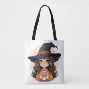 Cute Witch Tote Bag Cosy Autumn Aesthetic Hall