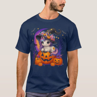 Cute Witch Unicorrn Jack O lantern Halloween Costu T-Shirt