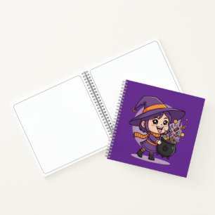 Cute Witch with Candy - Halloween Cute Design Notebook