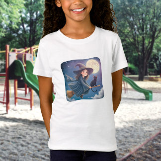Cute Witch With Cat T-Shirt
