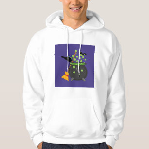 Cute Witch's Crow Looking Into A Bubbling Cauldron Hoodie