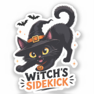 Cute Witch's Sidekick Black Cat Halloween
