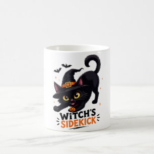 Cute Witch's Sidekick Black Cat Halloween Coffee Mug