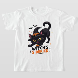 Cute Witch's Sidekick Black Cat Halloween T-Shirt