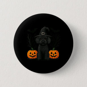 Cute Witchy Black Poodle Dog Halloween Spooky Bats 6 Cm Round Badge