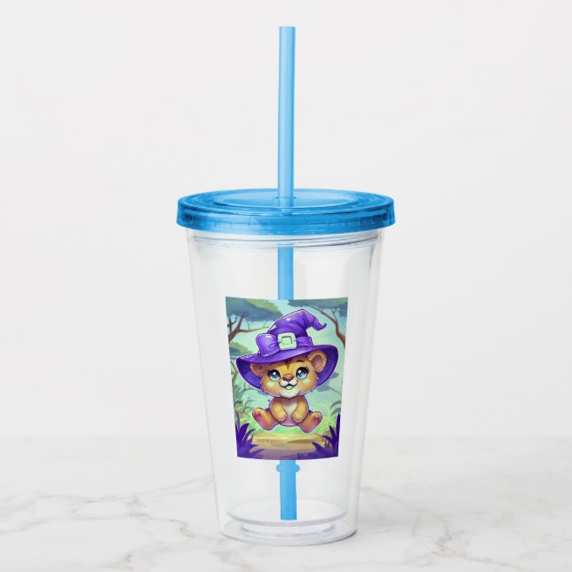 Cute Witchy Lioness Acrylic Tumbler (Front)