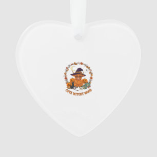 Cute Witchy Mood Halloween Highland Cow Black Cat Ornament