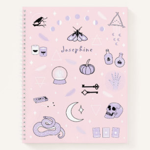 Cute Witchy Mystical Esoteric Pink and Purple Notebook