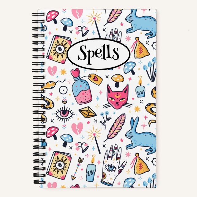 Cute Witchy Witchcraft Magical Spells  Notebook (Front)