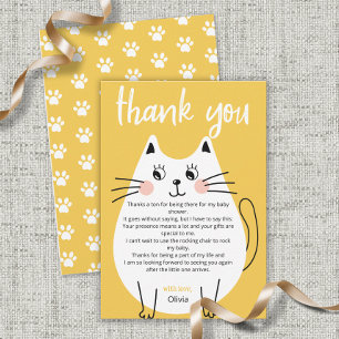 Cute Wite Kitty Cat Baby Shower thank you