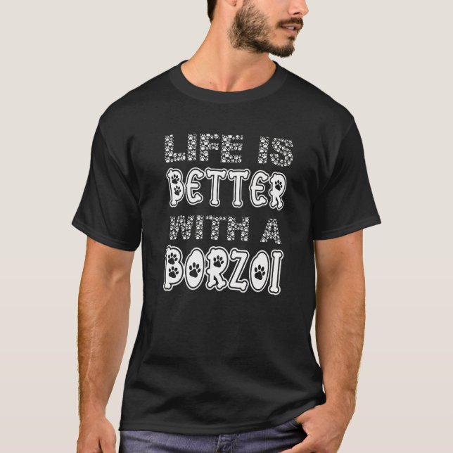 Cute  With A Borzoi Dog T-Shirt (Front)