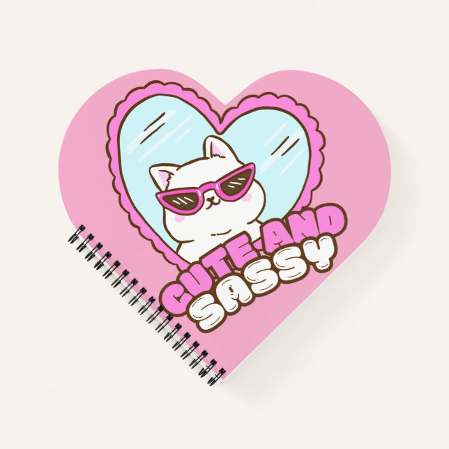 Cute With a Side of Sass | Funny Sassy Cat Pink  Notebook (Front)