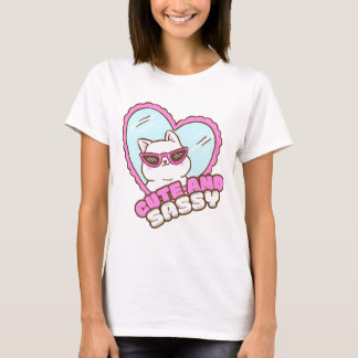 Cute With a Side of Sass | Funny Sassy Cat Pink T-Shirt