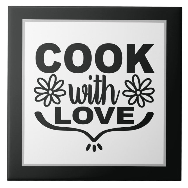 Cute with love word art kitchen tile (Front)