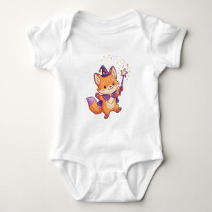 Cute Wizard Fox Casting Magic Spell Halloween Colo Baby Bodysuit