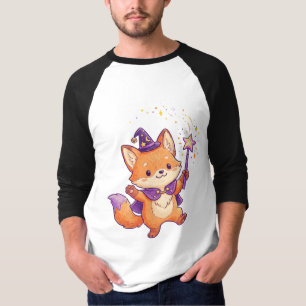 Cute Wizard Fox Casting Magic Spell Halloween Colo T-Shirt