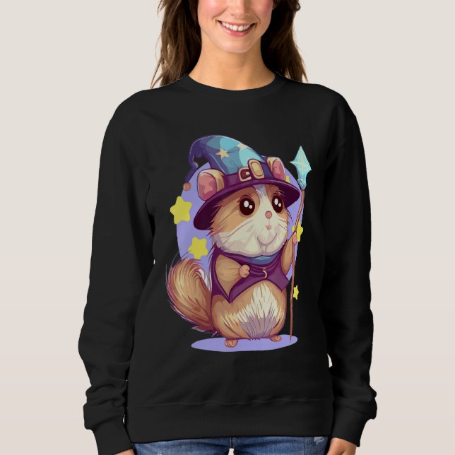 Cute Wizard Hamster RPG Geek Roleplaying Tabletop  Sweatshirt (Front)