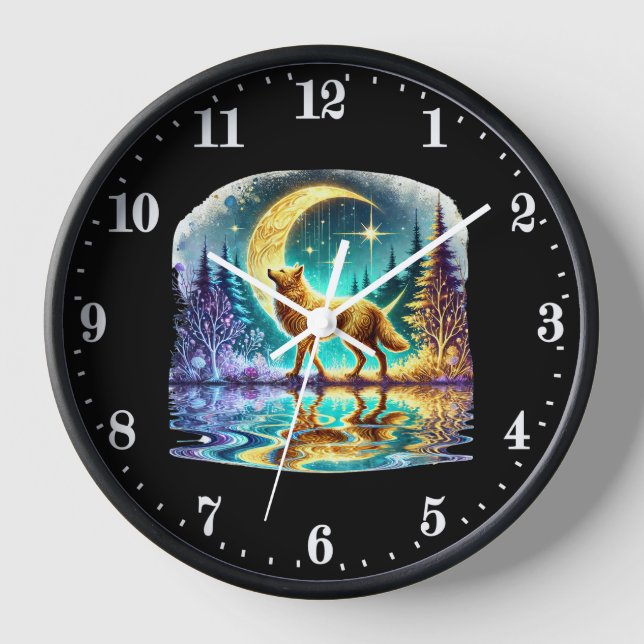 Cute wolf animal lovers  clock (Front)