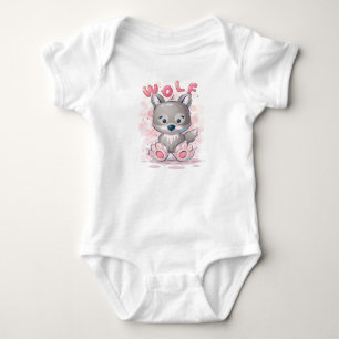 Cute wolf Cartoon Baby Bodysuit