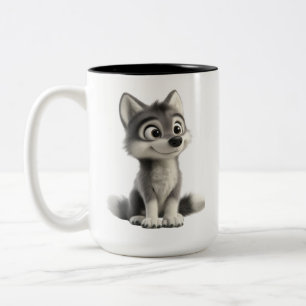 Cute Wolf Coffee Mug   Adorable Husky Dog Mug 