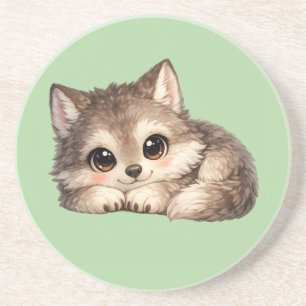 Cute Wolf Cub with Big Eyes Clear Stadium Bag Coaster