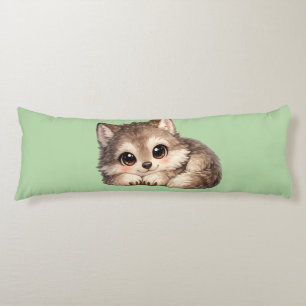 Cute Wolf Cub with Big Eyes Relaxing Woodland Anim Body Cushion