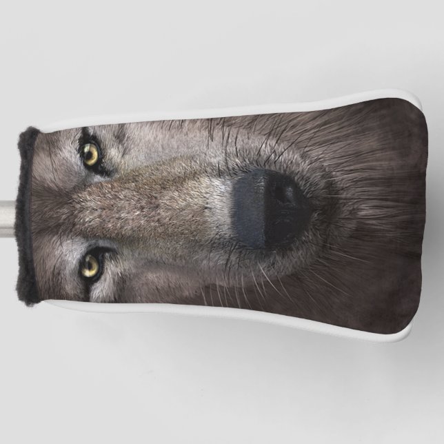 Cute Wolf Face Golf Head Cover For Mens Womens  (Front)