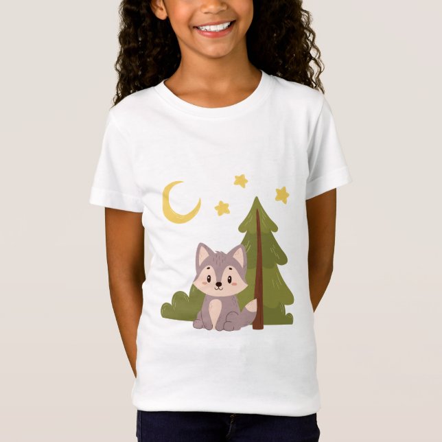Cute wolf in the forest T-Shirt (Front)