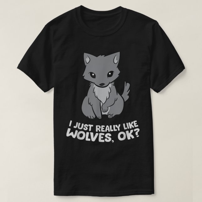 Cute Wolf Lover Cartoon Design Funny Wolves Gift T-Shirt (Design Front)